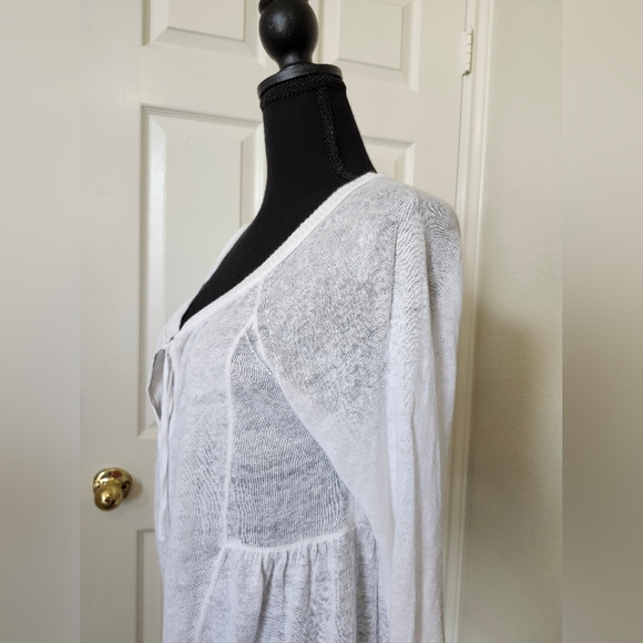 Vintage Y2k Juicy Couture White Peasant Tie Thin Knt Scoop Blouse Top S - Picture 5 of 11